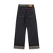 Patchwork Plaid Rolled Hem Denim Straight American Cleanfit Trendy Personality Loose Casual Long Pants For Men_viptrois.com