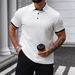 Men's Clothing Summer Textured Men's Shirt Color Blocked Pullover Button Down Knit Short Sleeved Top Apricot White_viptrois.com