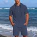 Men's Linen Casual Fashion Suit Long Sleeved Top And Five Point Shorts_viptrois.com