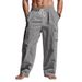 Men's Casual Cotton And Linen Pants Style Wrinkled Textured Drawstring Elastic Waist Wide Leg Workwear Beach Pants_viptrois.com