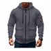 Autumn And Winter Men's Hooded Pocket Zipper Casual Plus Velvet Sweater Solid Color Jacket_viptrois.com