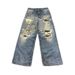 Men's Clothing Ripped Jeans Youth Retro Trend Loose Straight Long Pants_viptrois.com