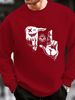 Men's Loose And Casual Fashion Gesture Eye Pattern Printed Round Neck Long Sleeved Sportswear For Autumn And Winter_viptrois.com
