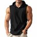 2026 Summer New Style Hooded V-Neck Men's Fitness Training Zippered Sweater Sleeveless Jacket_viptrois.com