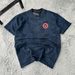 Men's Summer Short-Sleeved T-Shirt Breathable Cotton Blend Round Neck Vintage High Street Style Solid Color Five-Point Sleeve Shirt_viptrois.com