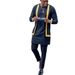 Men's Clothing New Suit Two Piece Pants Suit Solid Color Stitching Round Neck Long Sleeve_viptrois.com