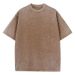 Retro Heavyweight Solid Color Short Sleeve T-Shirt Unisex Summer Street Fashion Washed Vintage Basic Popular Men's Top_viptrois.com