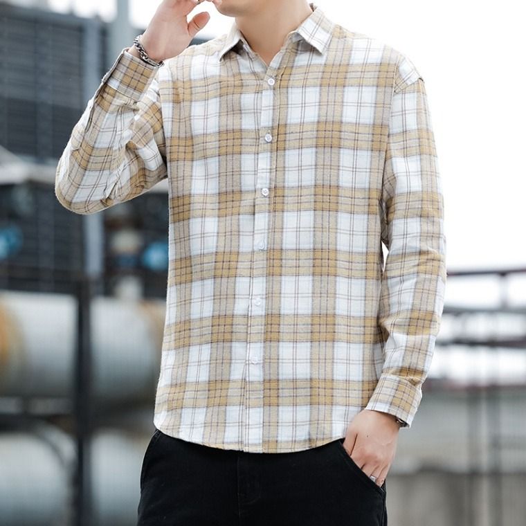Retro Checkered Shirt For Men, Stylish And High-end Long Sleeved Shirt, Trendy And Versatile Casual Top_viptrois.com