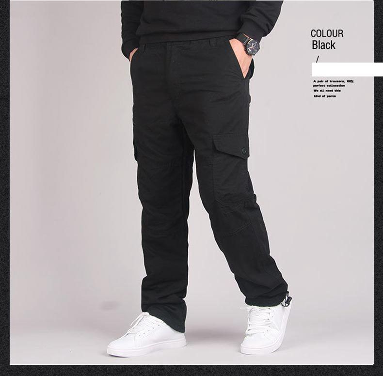 Man's clothing Outdoor overalls men's cotton straight loose hiking casual pants multi-pocket army green assault pants_viptrois.com