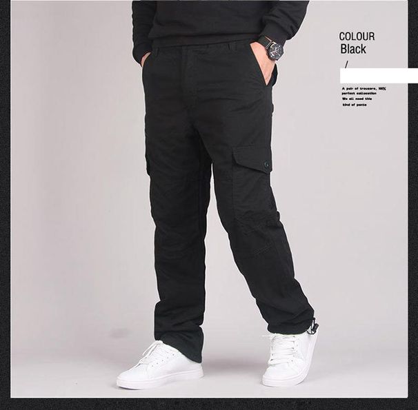 Man's clothing Outdoor overalls men's cotton straight loose hiking casual pants multi-pocket army green assault pants_viptrois.com