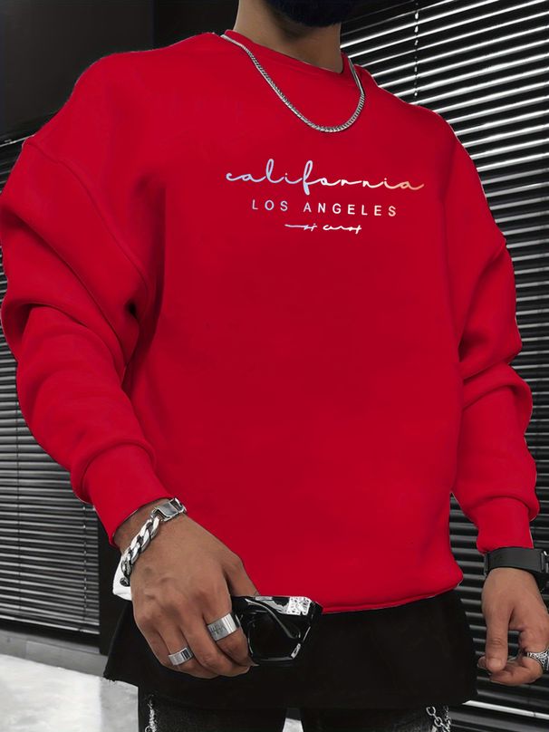 Men's Loose Casual Fashion Los Angeles Letter Printed Round Neck Long Sleeved Sweatshirt For Autumn And Winter_viptrois.com