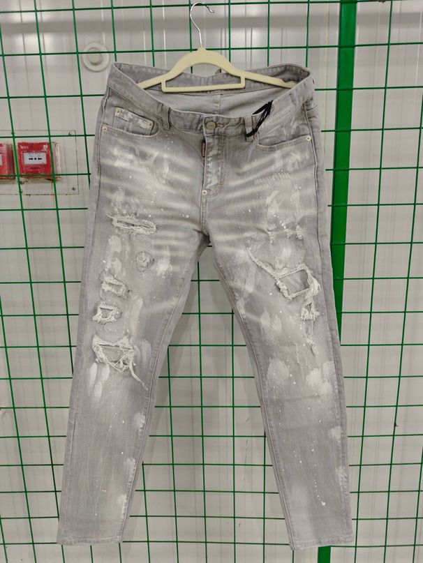 Men's Clothing High Street Fashion New Gray Ripped Patch Slim Fit Slim Fit Trendy Brand Youth Casual Men's Denim Trousers_viptrois.com