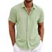 2025 Men's Linen Short-sleeved T-shirt, Loose Sweatshirt, Pure Color Cotton And Linen Shirt_viptrois.com