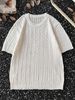 Summer Thin Jacquard Knitted Short Sleeved T Shirt Men's Round Neck Casual Trendy Retro Handsome Youth Breathable T Shirt_viptrois.com