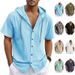 Linen Men's Shirt, Fashionable And Casual Summer Breathable Thin Hooded Short-sleeved Cardigan_viptrois.com