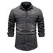 Man's clothing Heavy washed old striped denim shirt men's long sleeve denim shirt_viptrois.com
