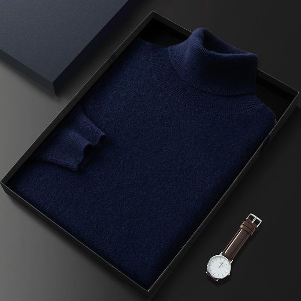 Men's Premium Cashmere Sweater – Classic High Neck Loose Fit Pullover For Autumn & Winter (Beige/Camel/Medium Gray/Black_viptrois.com