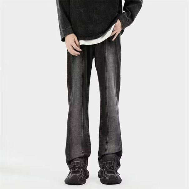 Men’s Gradient Faded Flare Jeans – Vintage-Inspired Wide-Leg Denim Pants With Mud Wash, Comfortable & Stylish For Streetwear & Casual_viptrois.com