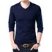 Men's Slim Fit V-Neck Knit Sweater, Lightweight Pullover, Soft & Breathable, Stretchable, Machine Washable, Casual Wear For Winter (Black, Navy, )_viptrois.com