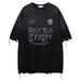 Men's Clothing American Retro National Fashion Brand Distressed Short Sleeved T Shirt Men's Summer 2025 New Oversize Loose Cut Top_viptrois.com