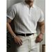 Men's Half-Zip Polo Shirt - Breathable Knit Stripe T-Shirt With Collar | Lightweight Summer Top For Casual & Smart Looks (White/Black, M-3XL)_viptrois.com