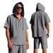 Men's Clothing Linen Hooded Shirt Shorts Set - Loose Fit Summer Beachwear Casual Short Sleeve Outfit_viptrois.com