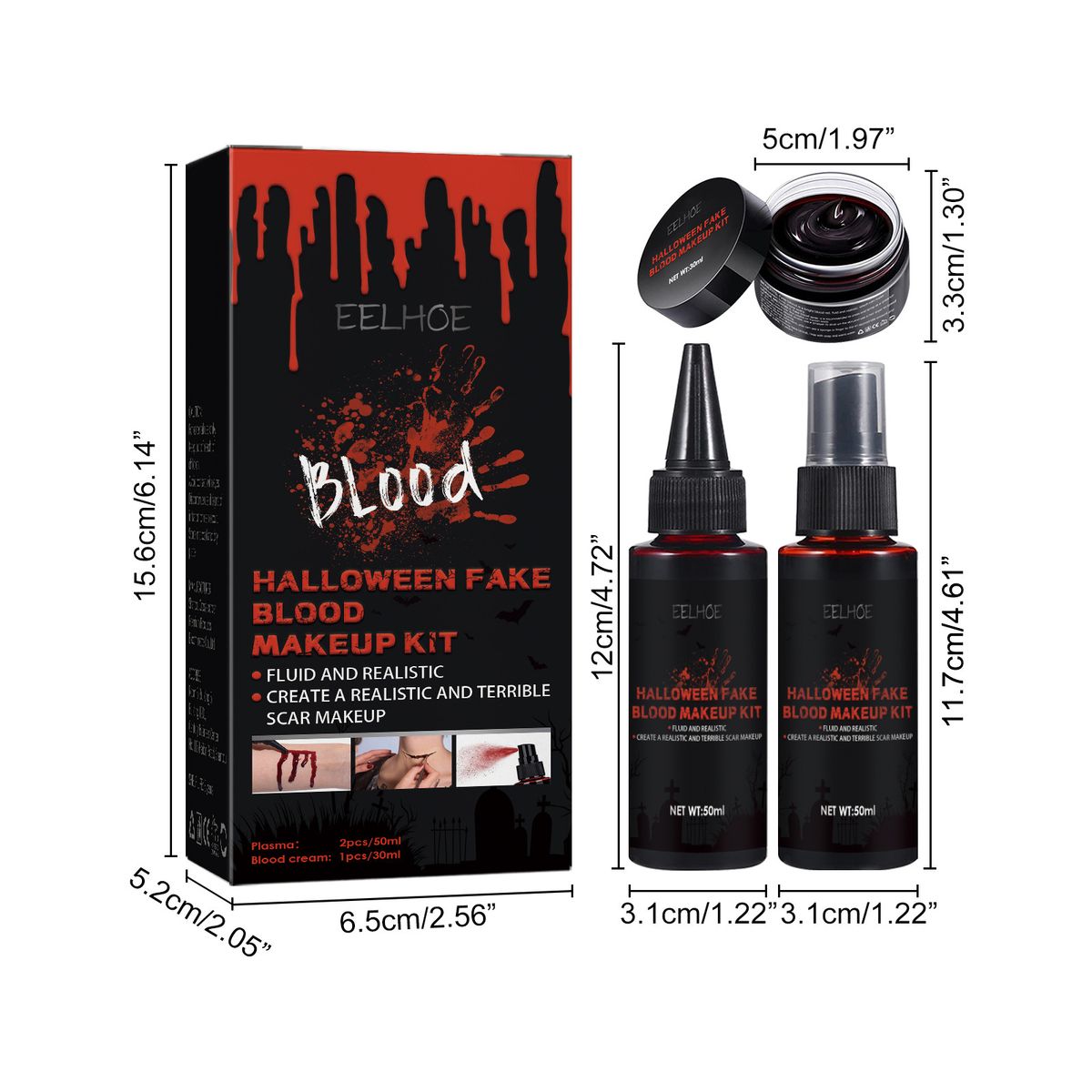 EELHOE Halloween horror atmosphere skin wax fake blood special effect makeup set_viptrois.com
