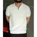 Zipper Polo Shirt Men's Short Sleeved Summer Knitted Thin Casual Versatile Trendy Fashion Slim Striped Ice Silk T-shirt_viptrois.com