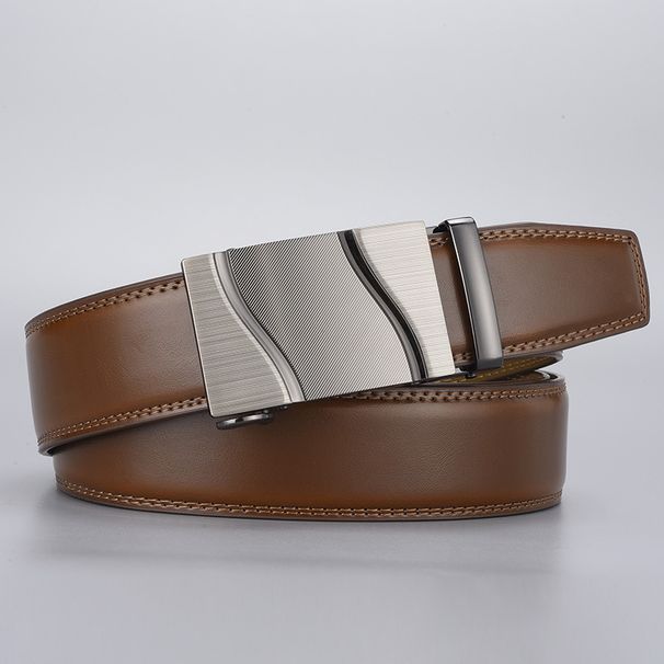 Unisex High-grade business casual automatic buckle belt men's two-layer cowhide leather belt_viptrois.com