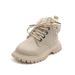 Child's shoes Children's Autumn/Winter solid color vintage ankle boots boys with fleece Doc Martens side zipper girls soft-soled warm cotton boots_viptrois.com