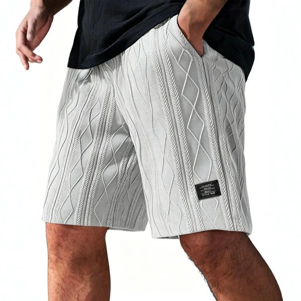 Men's Casual Comfort Shorts 2026 Cross Border European American Style Jacquard Texture Fashion Logo mid Waist Loose Fit Summer_viptrois.com