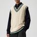 Hanmei Men's Winter New Pullover V-Neck Cable Knit Sleeveless Top Vest Sweater F3328_viptrois.com