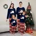 Christmas tree Bear alphabet stripes Christmas family dress printed home wear pajamas_viptrois.com