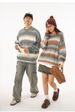 Nordmann Gradient Striped Crew Neck Sweater Winter New Couple Women's Satin Dye Heavyweight Trendy Brand Knitted Cardigan_viptrois.com