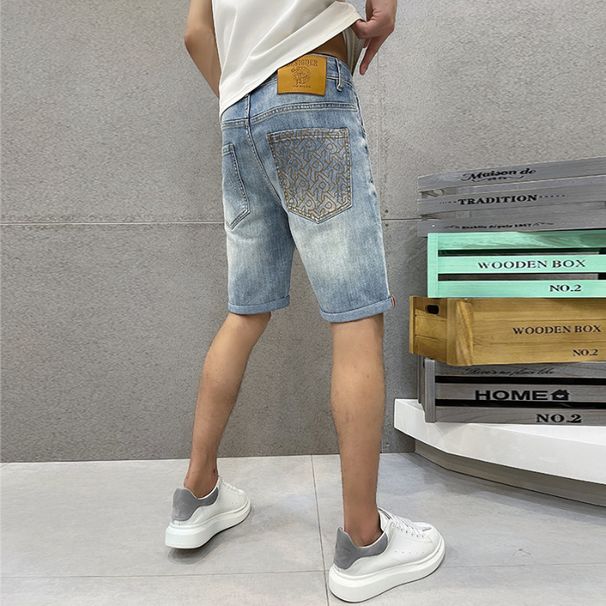 Men's Thin Light Blue Jeans Shorts High-End Jeans Men's Loose Straight Pants _viptrois.com