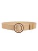 Women Braided Belts Summer Hot Sale Handmade Inlaid Wooden Beads Round Buckle Pp Grass Elastic Belt_viptrois.com