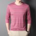 Top Grade Mulberry Silk 5.2% New Fashion Brand Striped 2023 Designer Luxury Men T Shirt Long Sleeve Tops Casual Mens Clothes_viptrois.com
