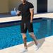 Men's Clothing Summer Lapel Short Sleeved Shorts Youth T Shirt Set_viptrois.com