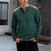 Men's Waffle Knit Henley Long Sleeve Shirt - Breathable & Stylish Casual Top With Button Placket (White, Black, Olive, Khaki)_viptrois.com