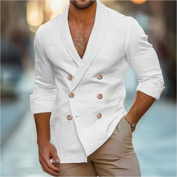 Men's Clothing Solid Color Shirt Youth Home Leisure Fashion Shirt Top Jacket_viptrois.com