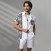 Men's Cuban Collar Patchwork Shirt Set Summer Casual Loose Fit Shorts Two Piece Set for Resort Style Factory Direct Supply_viptrois.com