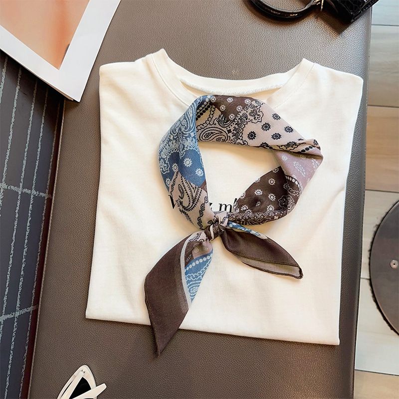 Geometric Patchwork Cotton Linen Square Lightweight Versatile Small Silk For Women Spring Autumn Season Shirt Suit Neck_viptrois.com