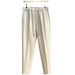 Men's Clothing Drape Casual Trousers Trendy Simple Solid Color Elastic Waist Straight Nine Point Drawstring Trousers_viptrois.com