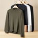 2025 Autumn New Men's Warm Plus Size Sweater Knitted Solid Color Long Sleeve Knitwear Base Sweatshirt_viptrois.com
