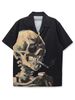 Men's Clothing Trendy Brand Niche Handsome Personality Short Sleeved Printed Shirt Men's Beach Couple Loose Retro Shirt Women_viptrois.com