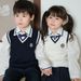 Cross Border New Spring And Autumn V Neck Contrast Color Children's Sweater Vest Student School Uniform Wholesale Girls Knitted Vest_viptrois.com
