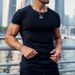 Men's Vertical Stripe Short Sleeve T-Shirt – Breathable Stretch Fit, Summer Sports & Casual Wear, Crew Neck Comfort For Gym & Outings_viptrois.com