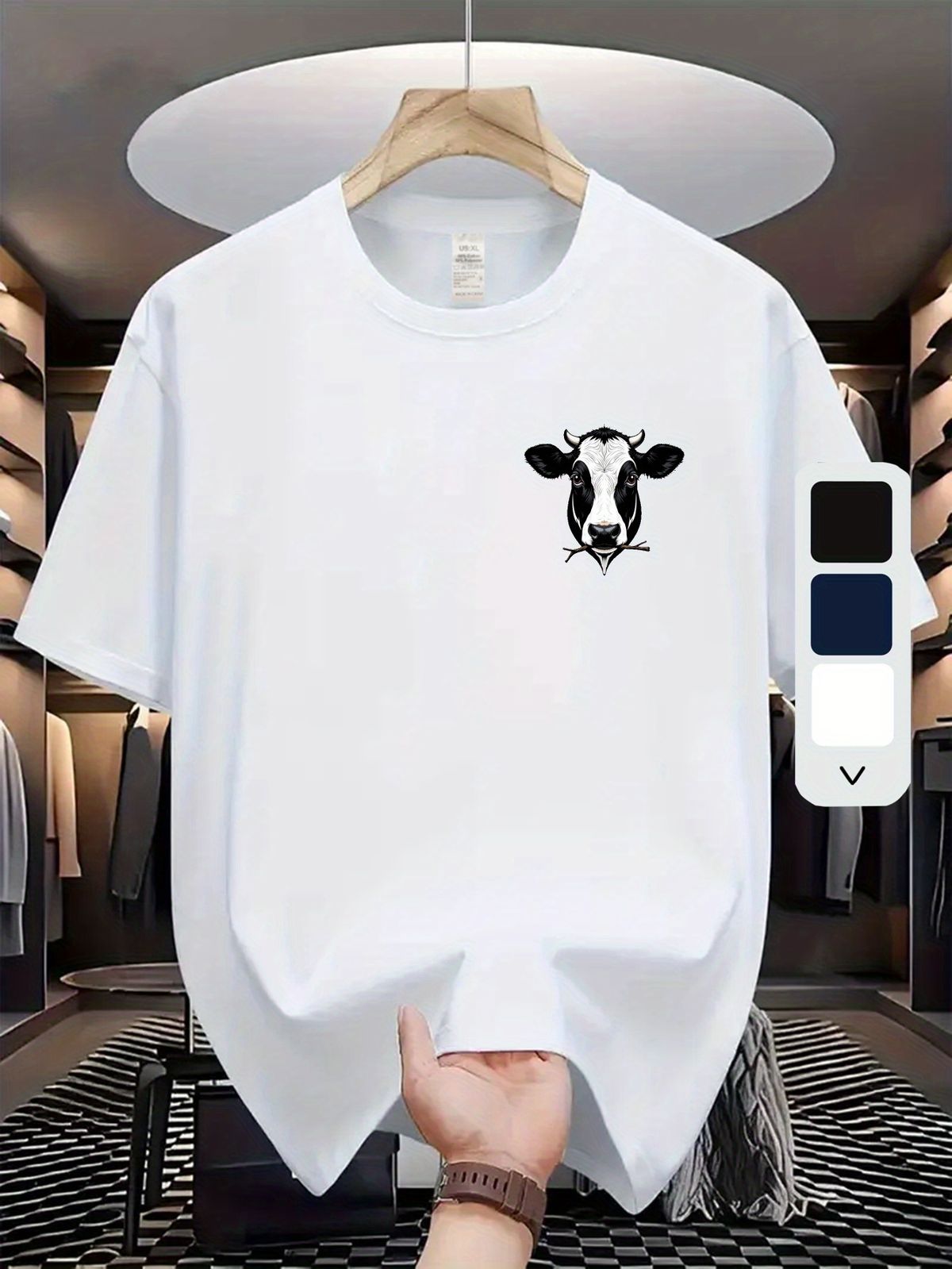 Maglietta Uomo 180g Cotone Microelastica Girocollo Fantasia, Vestibilità Regolare Stile Sportivo Casual Estivo Traspirante_viptrois.com