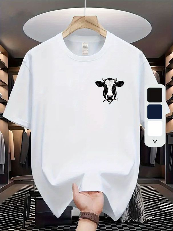 Maglietta Uomo 180g Cotone Microelastica Girocollo Fantasia, Vestibilità Regolare Stile Sportivo Casual Estivo Traspirante_viptrois.com