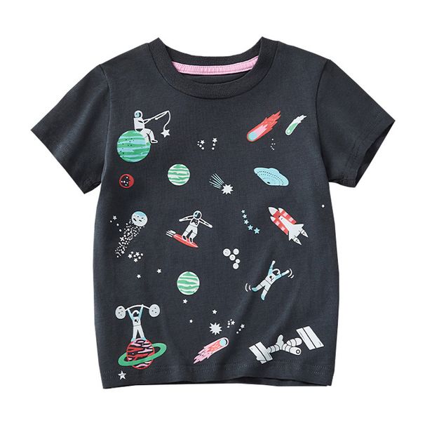 Mother & Kids Children's Clothing Short Sleeved 2025 Summer New Children's Black Tops Cartoon Casual Cool T Shirt Factory Wholesale_viptrois.com
